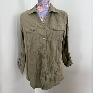 Croft & Barrow Green Button Up Casual Shirt